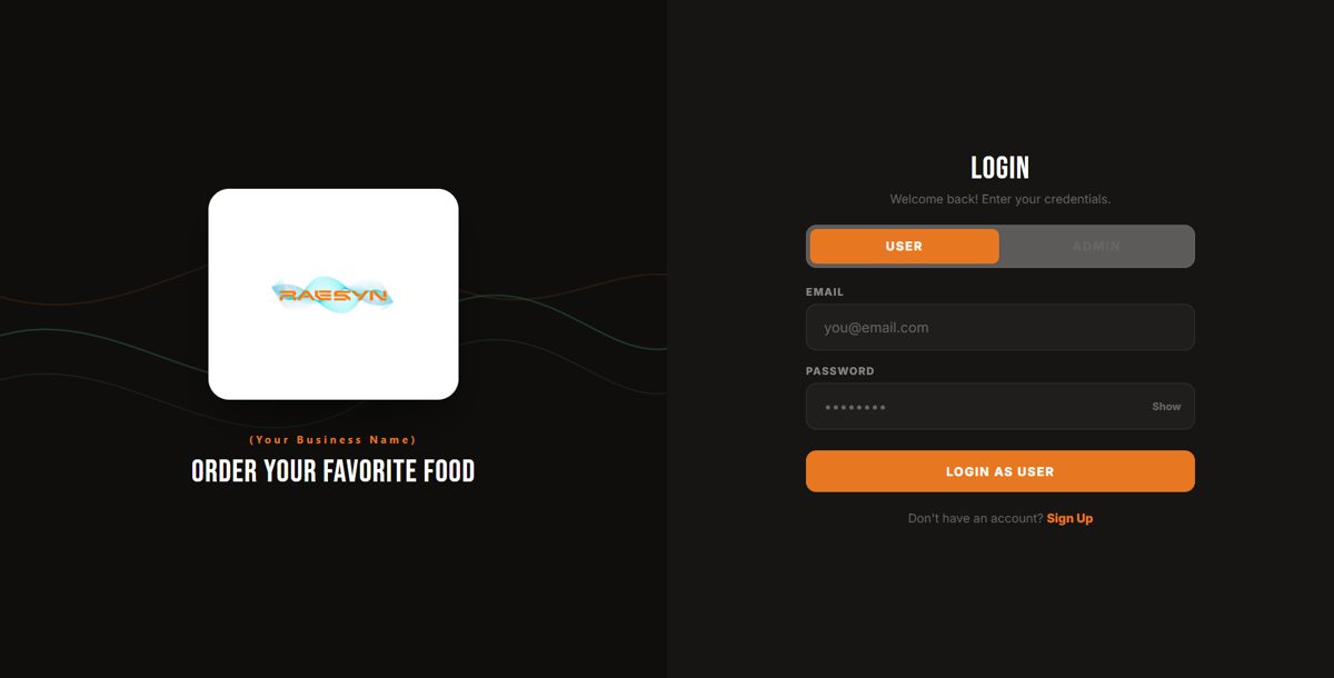 RAESYN user login screen